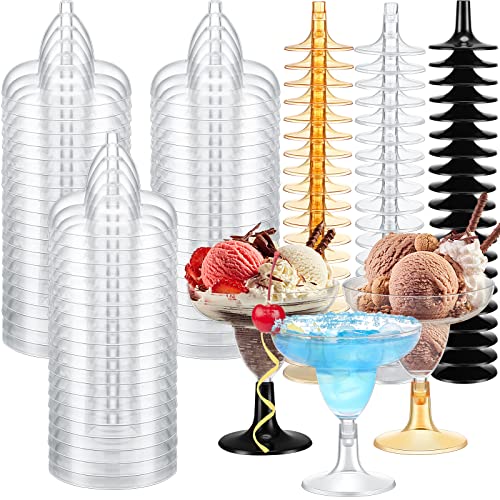 Gerrii 120 Pieces Plastic Margarita Cups 5 Oz Clear Cocktail Glasses Hard Disposable Margarita Glasses Martini Coupe Glasses Shatter Resistant Colored Small Stem Party Cups For Wedding Parties #TOP9