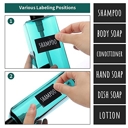 Image of Segbeauty Shampoo Conditioner Bottles, 3pcs 16.9oz 500ml Pump Press Dispenser with Labels, Empty Plastic Refillable Reusable Lotion Body Soap Liquid Soap Gel Bathroom Shower Containers Light Sea Green