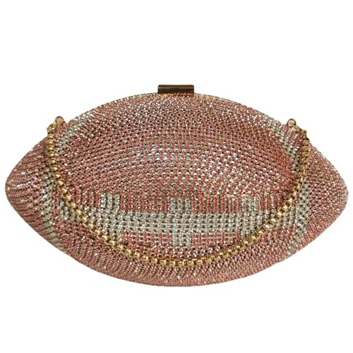 Image of Women Rhinestone Football Shaped Handbag Chain Crossbody Shoulder Bag Football Purse | Rugby, Unique, Novelty, Football