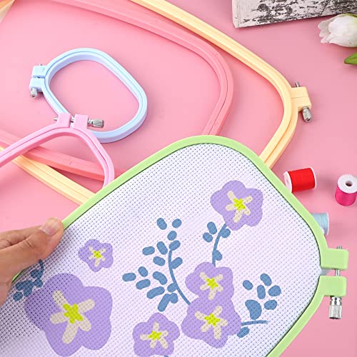 5Pcs Embroidery Hoops Abs Plastic Cross Stitch Hoops Punch Needle Hoop 5 Inch 6 Inch 10 Inch 12 Inch 15 Inch For Holiday Ornaments Art Craft Handy Sewing Diy Favor (5 Color) #TOP2
