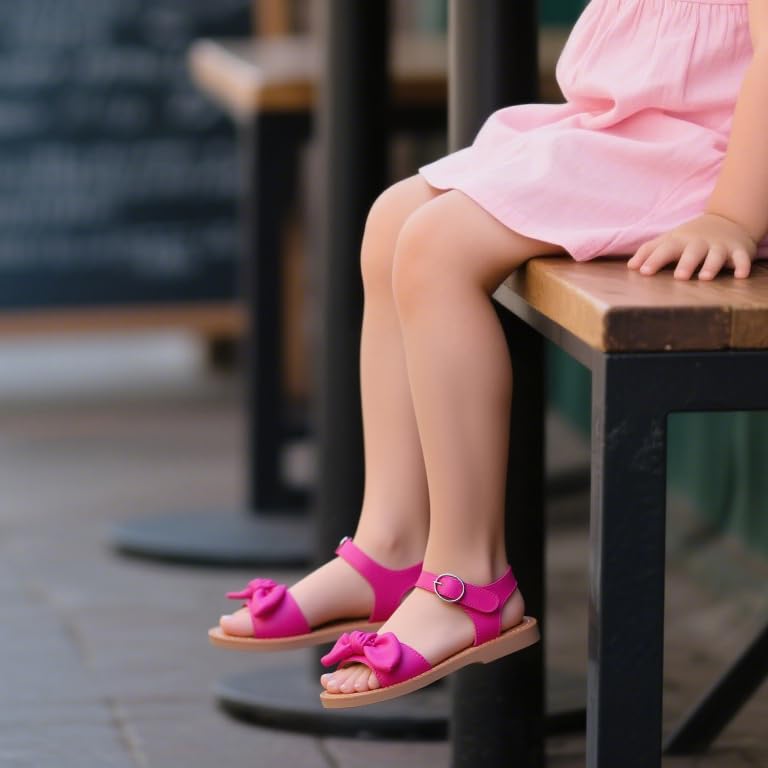 Image of ESTINE Toddler /Little Kid Girls Bow Open Toe Flat Evening Dress Sandals