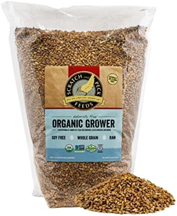 Scratch and Peck Feeds Organic Grower Mash Chicken Feed - 10-lbs - 17% Protein, Non-GMO Project Verified, Naturally Free Chicken Food