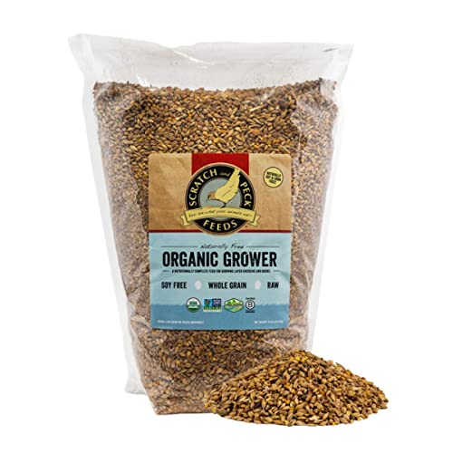 Scratch And Peck Feeds Organic Grower Mash Chicken Feed - 10-Lbs - 17% Protein, Non-Gmo Project Verified, Naturally Free Chicken Food #TOP6