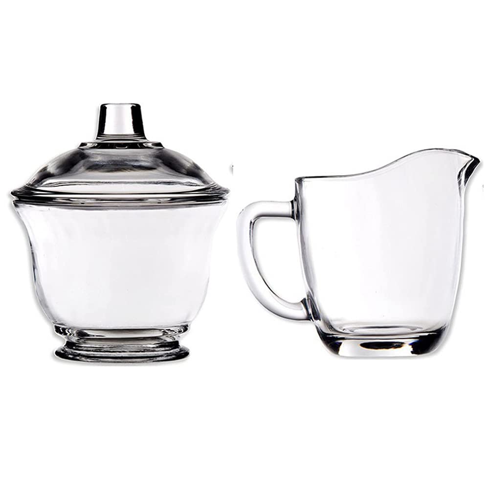Contenedor de Azúcar y Jarra de Leche de Cristal