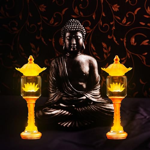 Image of Lotus Flower Lamp,Multi Color Adjustable Buddha Light for Home Altar(11 in) | Crystal Outlook;Alloy Base;Multi-scene;Fine Craft;Great Service