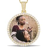 YIMERAIRE Big Picture Necklace Personalized Photo Jewelry Necklace Oversize Pendant with Chain Iced Out Custom Photo Necklaces Memory Chain Necklce Customized Picture for Men Women