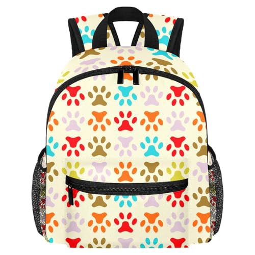 Sac à dos voyage avec poches latérales bouteille et imprimé pattes animaux multicolore
