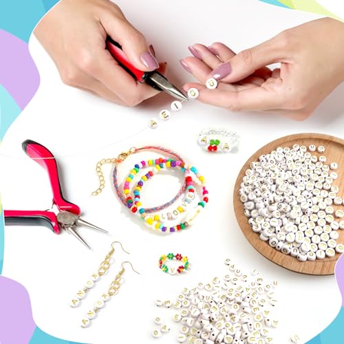 TOAOB 500pcs Vowel Letter Beads 7mm Round Acrylic Alphabet Beads with Gold Word A E I O U for Necklace Bracelet Jewellery Making - Image 4