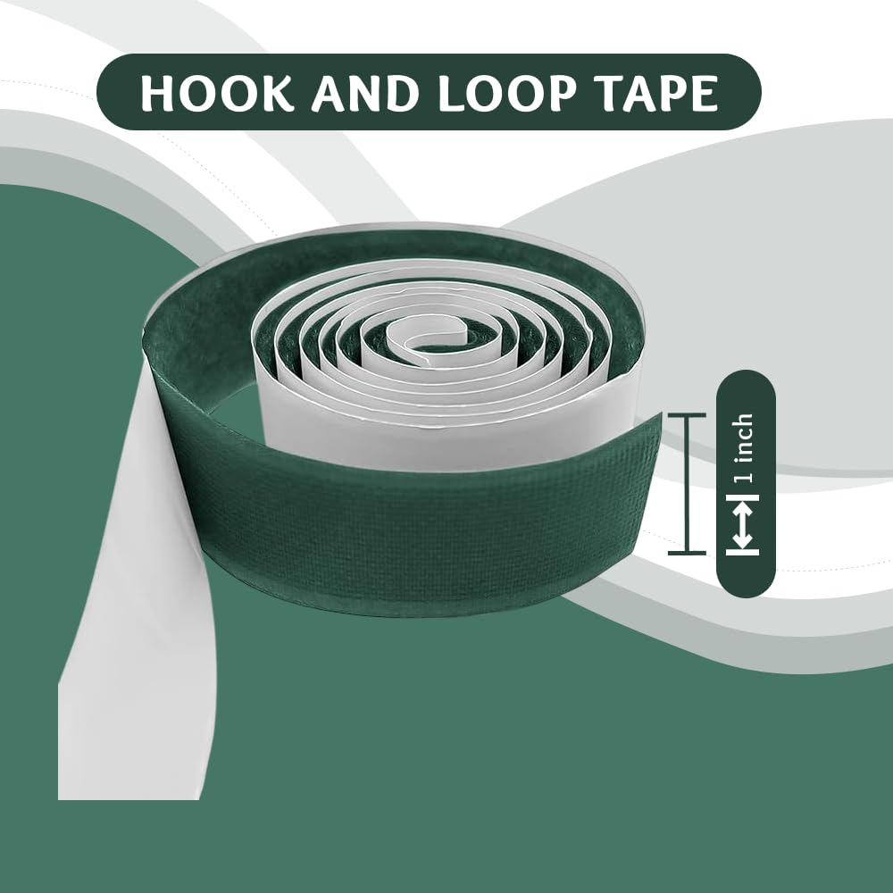 1 Inch Green Hook and Loop Tape 1 Yard Self Adhesive Sticky Strong Back Fastener Nylon Excellent Grip Strips Heavy Duty Fastener Roll for Fixing and Hanging Home Office School Car and Crafting