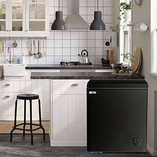 Chest Freezer 3.5 Cubic Deep Freezer, Compact Deep Freezer With Top Open Door And Removable Storage Basket, 7 Gears Temperature Control, Energy Saving, For Office Dorm Or Apartment (Black) #TOP7