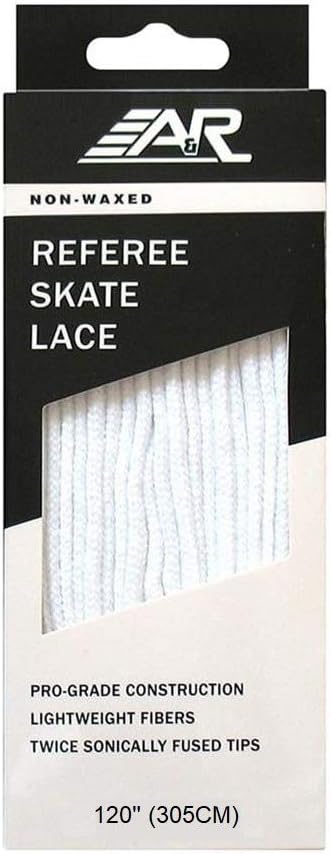 A&R Sports Dozen Pack (12 Pairs) Hockey Referee Non-Waxed Skate Laces, White, 84"-120" (120")