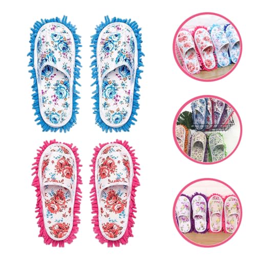 Zapatillas de microfibra de chenilla lavables pack de 2 pares para limpieza de suelos 8