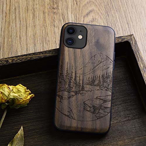 Carveit 222 Wood Case For Iphone 11 Case [Natural Wood & Black Soft Tpu] Shockproof Protective Cover Unique Wooden Phone Case Compatible thumb #3