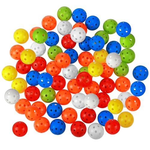 Tradder 120 Pcs 42mm Practice Golf Balls Multicolor Hollow Sports Golf Training Balls for Backyard Indoor Outdoor Driving Range Training Swing ()