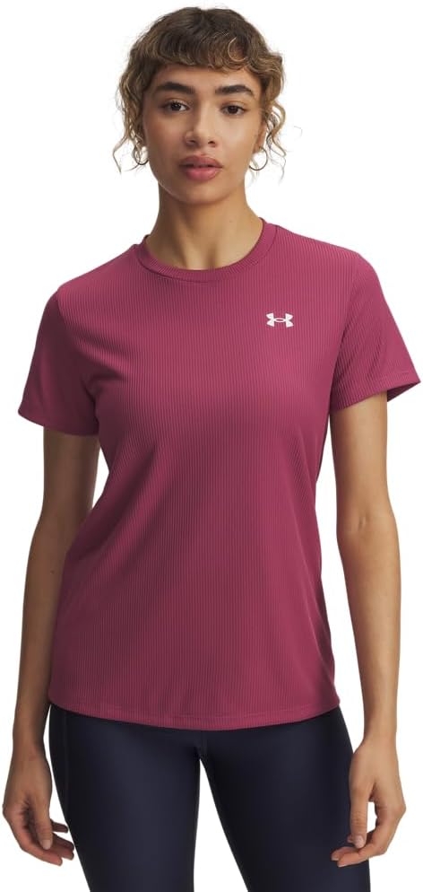 Under Armour Women's Tech Ribbed Short Sleeve Crew X-Large (659) Fuchsia Dusk / / White