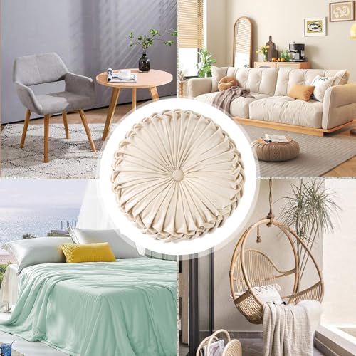 Generisch Rundes Bodenkissen - Kürbis-Samtkissen, Plissiertes rundes Kissen - Kürbis-Samtkissen, Plissiertes rundes Kissen für Zimmer, Büros, Sofa, Bett, Stuhl