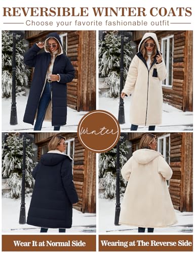 Women Winter Coats Fleece Long Coats Jackets Oversized Warm Down Jacket with Hood4