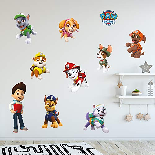 Image of Paw Patrol 9 Characters Wall Sticker Set (60cm Width x 20cm Height)