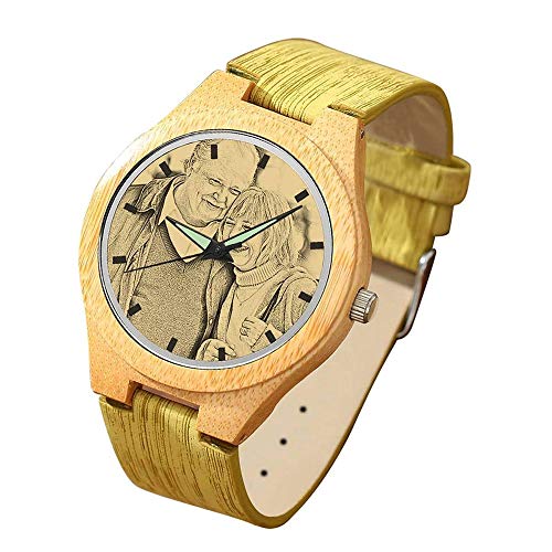 Alskafashion Reloj de Madera Personalizado del Grabado del Mensaje del Reloj de la Foto para el Regalo (Gris) Alskafashion Reloj de Madera Personalizado del Grabado del Mensaje del Reloj de la Foto para el Regalo (Gris)