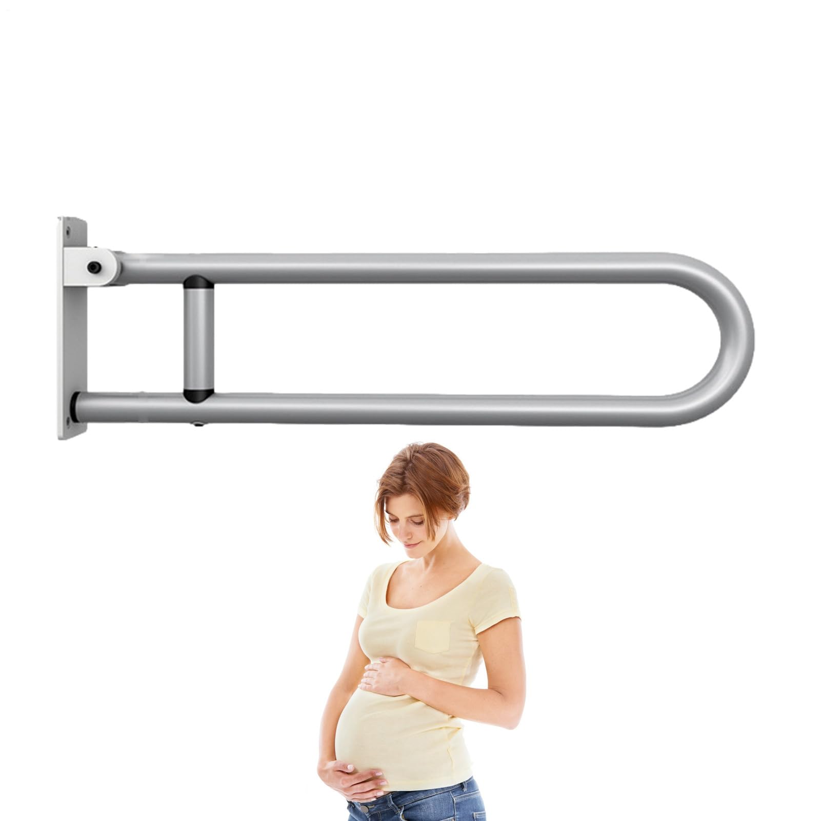 Barras de seguridad para baño, asideros para discapacitados | Asidero de | seguridad para pasamanos de aleación de aluminio - Asa plegable, riel de soporte impermeable en forma de U para mayores, beh
