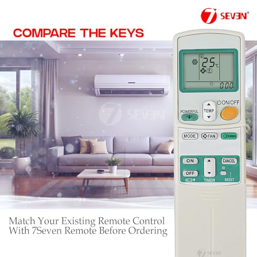 Image of 7SEVEN Compatible with Daikin AC Remote Control Model 92C Suitable for Split and Window 1 1.5 2 Ton Air Conditioner Remote - Match Keys Exactly to Replicate Genuine Remote Function