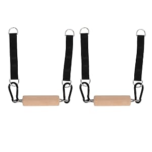 Wooden Pull Up Climbing Hold Grips Strength Trainer Exerciser for Adults Beech Wood with 304 Stainless Steel Hooks