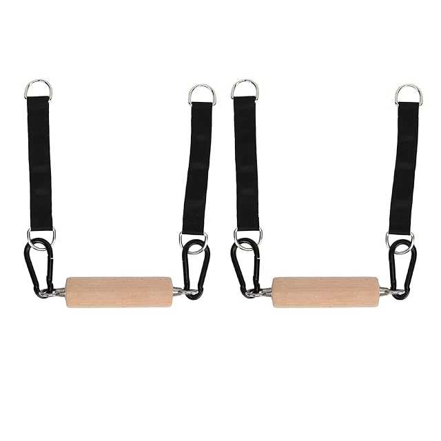 Wooden Pull Up Climbing Hold Grips Strength Trainer Exerciser for Adults Beech Wood with 304 Stainless Steel Hooks