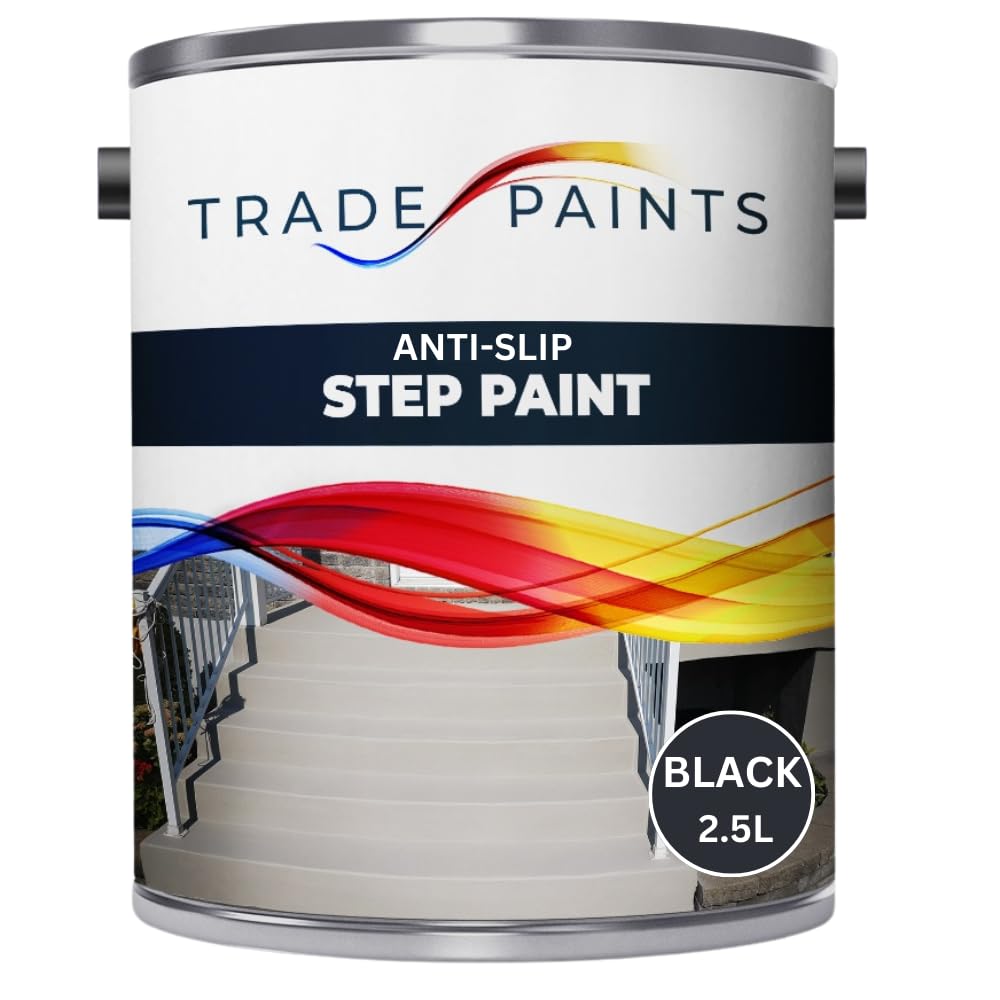 Anti-Slip Doorstep & Floor Paint - Suitable For Brick, Concrete, Masonry, Wood, Metal Surfaces - Step & Floors (Black, 2.5 Litre)