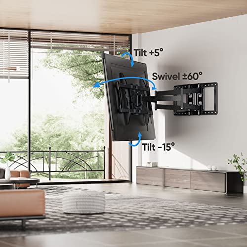 Pipishell Tv Wall Mount Bracket Full Motion For 50-90 Inch Oled Qled Flat Curved Tv With 29 Inch Extension Articulating Arm Swivel Tilt Level, Max Vesa 800X400Mm Up To 132 Lbs Fits 16/18/24 Inch Studs #TOP1