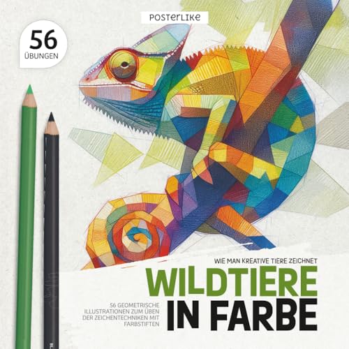 Dessin animaux sauvages méthode géométrique et technique crayons - 2
