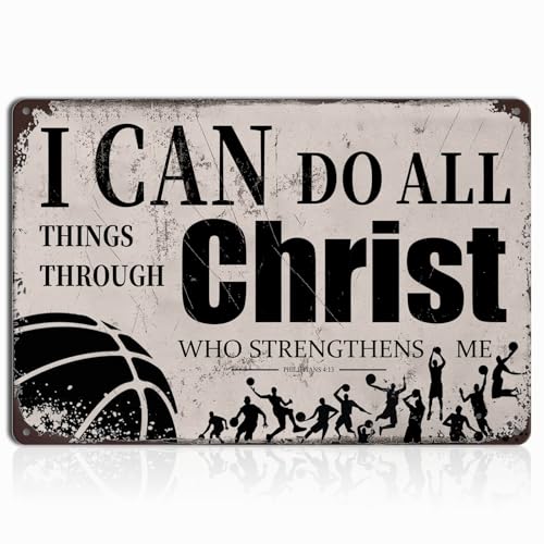 Basketball Room Decor Metal Tin Sign 8x12 Inch - Motivational Sports Wall Art for Boys Bedroom, Vintage Basketball Poster, Inspirational Wall Decor for Teen Room and Man Cave