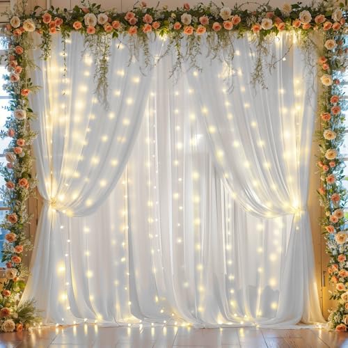 10x10 White Chiffon Backdrop with Lights