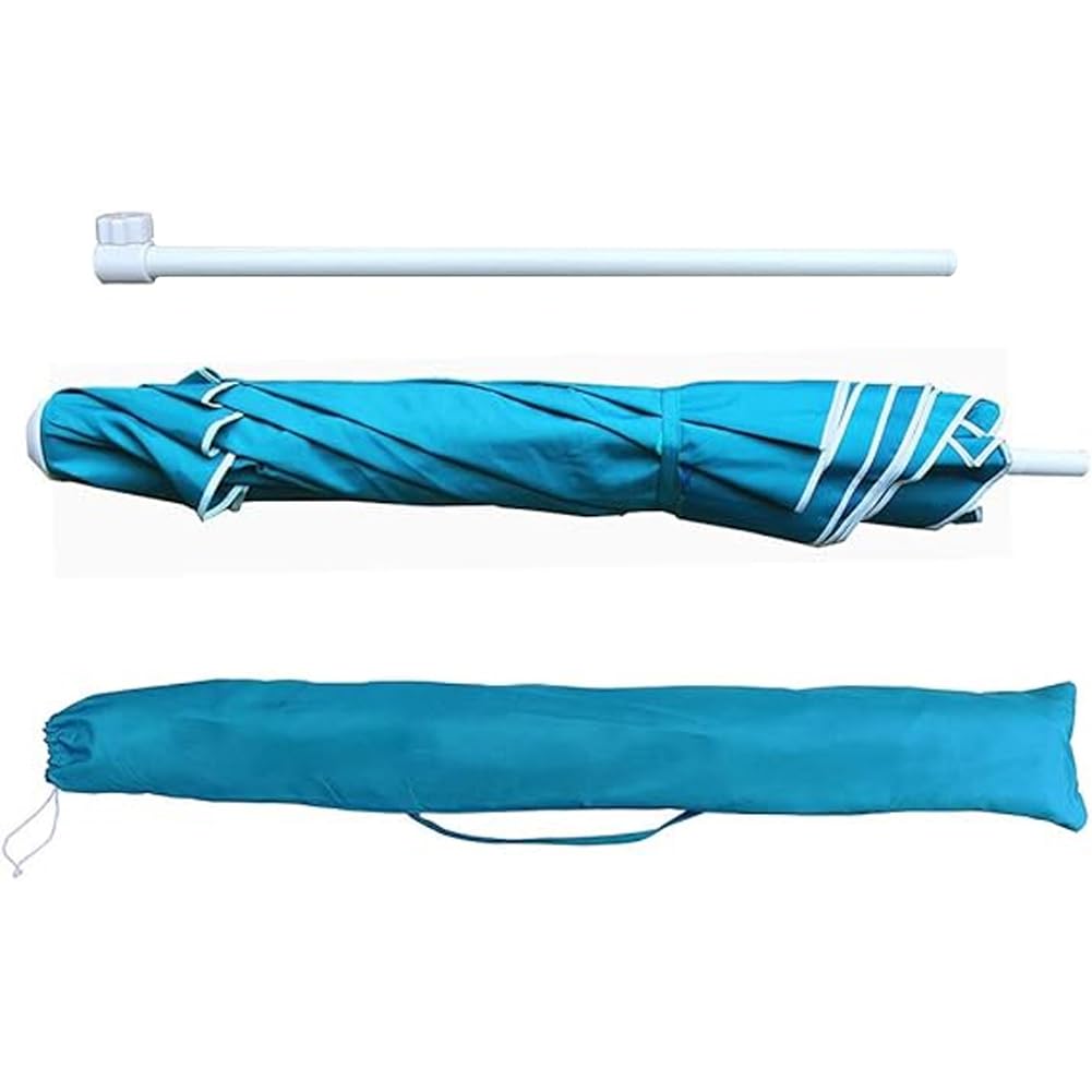 BAKAJI Ombrellone da Mare Spiaggia Giardino con Palo in Acciaio Reclinabile Rivestimento in Tessuto Anti UV Diametro 210 cm con Tracolla Custodia