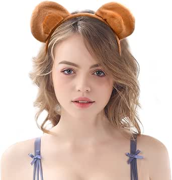 Serre-Tête Oreilles D'Ours Jaunes Adulte - Costume Halloween Cosplay Kawaii - Bandeau Pluche Animal Mignon