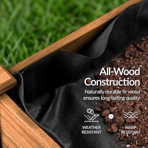 Image of Best Choice Products 48 x 24 x 30 Inches Raised Garden Bed, Elevated Wood Planter Box Stand for Backyard, Patio, Balcony with Bed Liner, 200 Pound Capacity - Acorn Brown