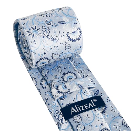 Image of Alizeal Mens 3.15inches Leaf Flower Pattern Tie Set | Floral Pattern Pocket Square Perfect for Fall Winter Business and Holiday Events
