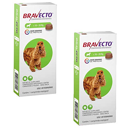 Combo 2 Unidades Antipulgas Bravecto Cães 10 a 20kg