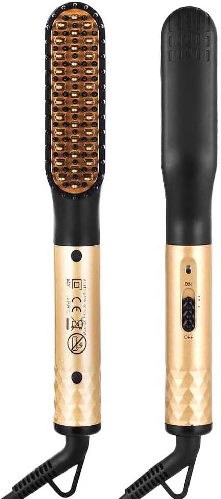 2-in-1 Ionic Hair & Beard Straightener Comb – High Power Hot Air Brush with Fast Heating, Anti-Scald Technology, Dual Voltage, for Men & Women