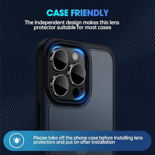 Image of Skinomi Camera Lens Protector Compatible with iPhone 15 pro [Anti-Scratch] Premium Tempered Glass Film Aluminum Alloy Lens Ring Cover, Black Titanium