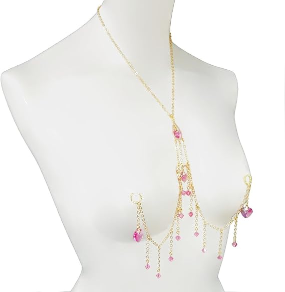 Amazon.co.jp Jewelry Hanazono Nipple Necklace, Chandelier, Heart