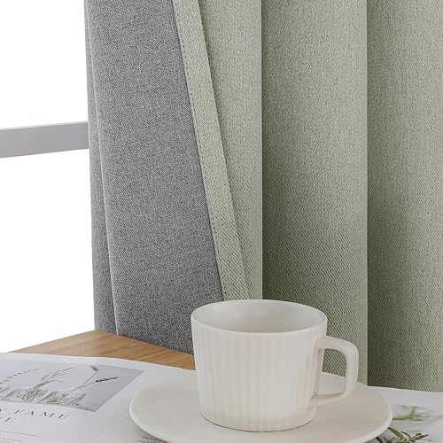 Image of Joydeco 100% Blackout Curtains 72 Inches Long 2 Panels Set, Thermal Insulated Long Curtains& Drapes 2 Burg, Room Darkening Drapes for Bedroom Living Room Window (Sage Green, W52 x L72 Inch)