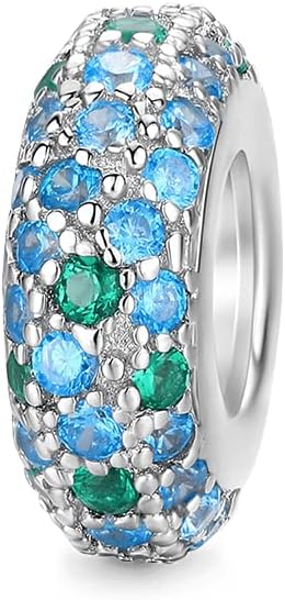 GNOCE Tapón para pulseras de plata de ley 925 con esmaltes coloridos, regalo de joyería para mujeres, esposa (chispeante), Plata esterlina,