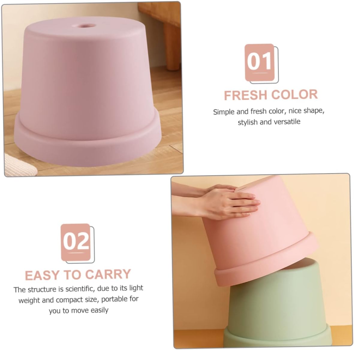 Slip Plastic Stool Small Footstool Lightweight Non Slip Shoe Changing Seat for Portable Nordic Style Pink Large