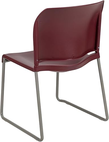 Miniatura 5 de Flash Furniture HERCULES Series - Silla apilable contorneada con respaldo completo, color amarillo, capacidad de 880 libras, con base de trineo