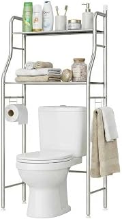 Two-tier stainless steel over-the-toilet storage rack