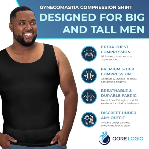 QORE LOGIQ Gynecomastia Compression Shirts for Men - Sleeveless Slimming Undershirts Tummy Control and Body Shaper Tank Top3