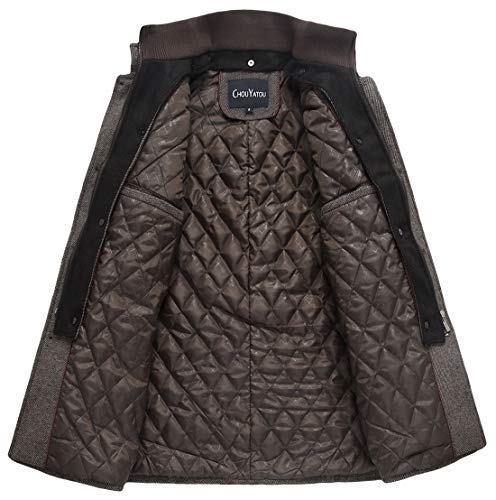 Chouyatou Men's Winter Stylish Wool Blend Single Breasted Military Peacoat (Medium, Thick-Khaki) #TOP2