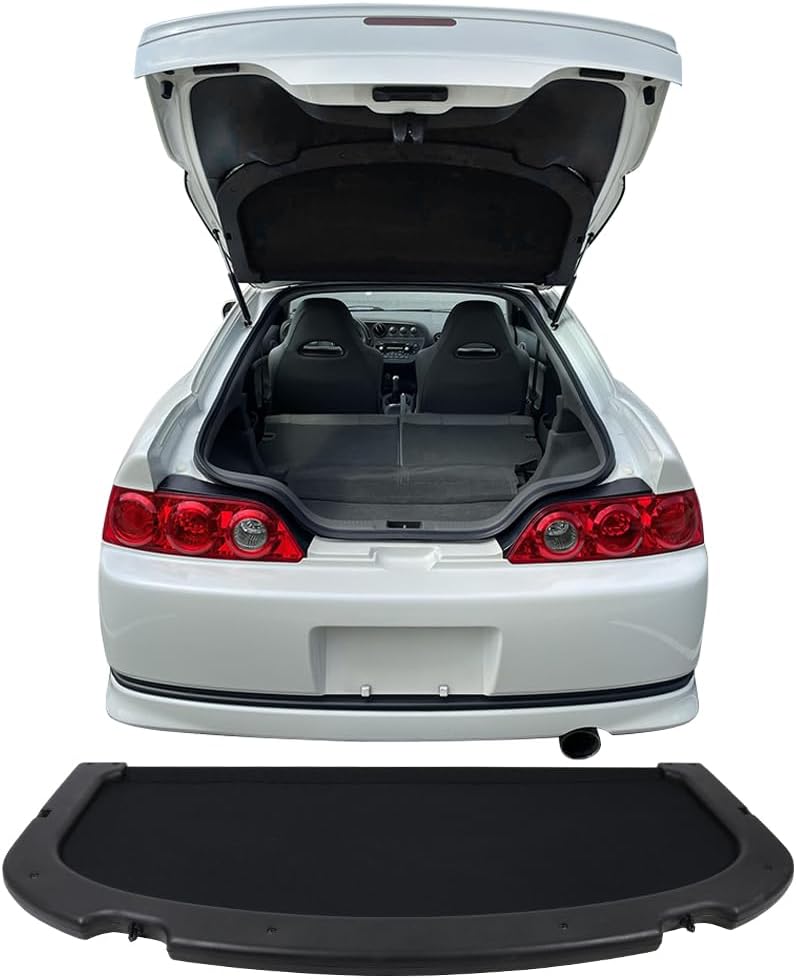 IKON MOTORSPORTS Cargo Cover Compatible with 2002-2006 Acura RSX, Factory Style Black Trunk Privacy Cover Luggage Cover, 2003 2004 2005