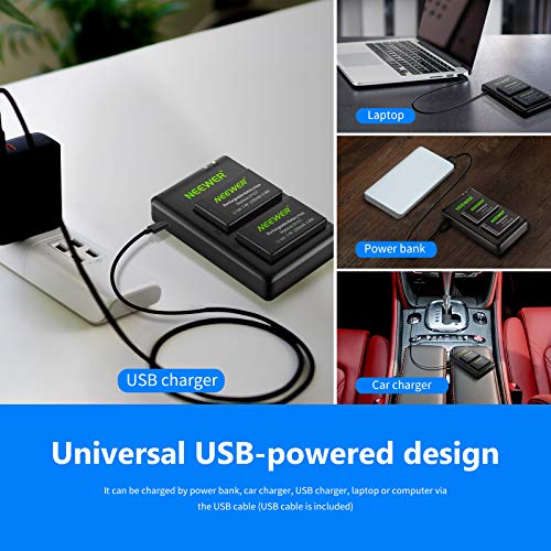 Image of Neewer 2-Pack LP-E17 Replacement Battery and Dual USB Charger Compatible with Canon EOS R50 R100 RP R10 R8, Powershot V1, T8i T7i T6i T6s SL2 SL3 M3 M5 M6 200D 750D 760D 800D 8000D Camera