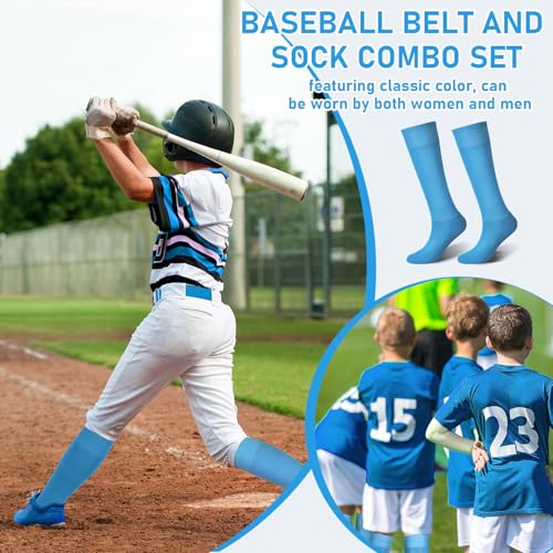 Image of Zhanmai Baseball Belt and Socks Combo, Adjustable Elastic Belt and Softball Socks, Multiple Sizes for Youth Boys Girls, Adult